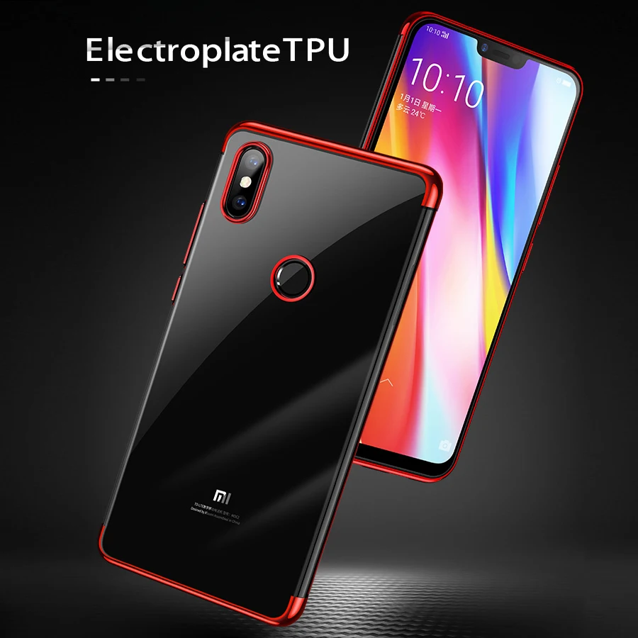 

Transparent Plating case for Xiaomi 8 Lite 8Pro 8 Explorer Play A2 Ultra thin soft TPU electroplate case redmi Note 7 5 6 Pro 6a