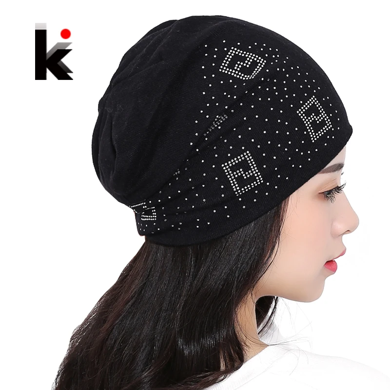 

2017 Beanie Hats For Women Beanies Autumn And Winter Brand Knitted Hat Turban Diamond Skullies Hip-hop Caps Stocking Ladies Lnit