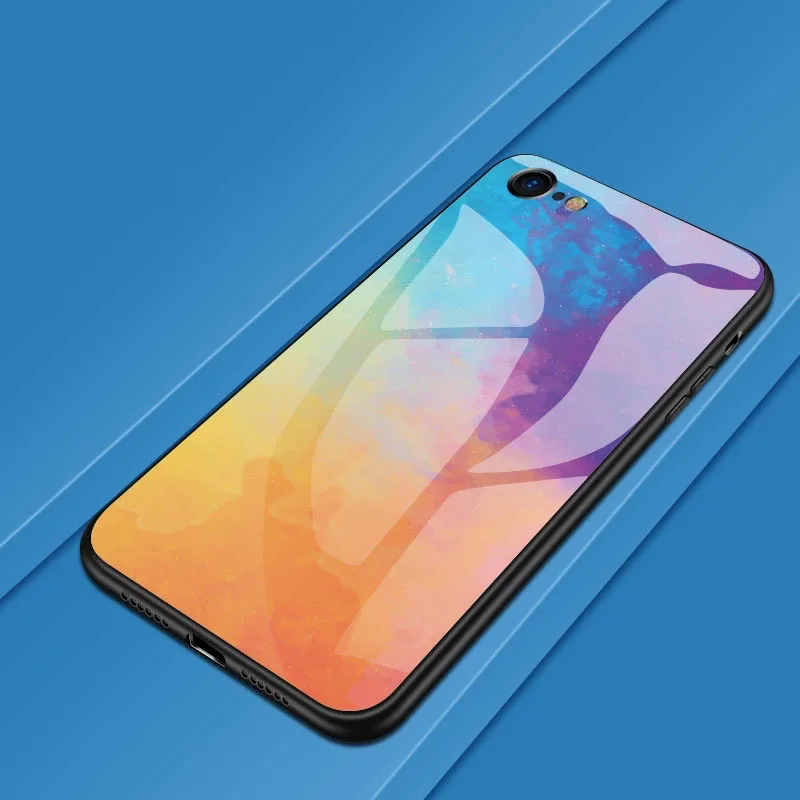 Для samsung Galaxy A70 A10 A30 A40 A50 A60 M20 M10 A9 A7 чехол Красочные Стекло чехол для Note 8 9 S10 плюс S10E S9 S8 S7 край - Цвет: 4