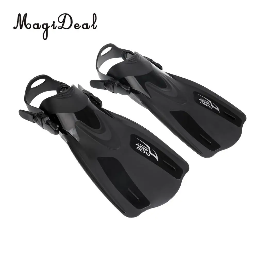 MagiDeal Swim Fins for Adult Adjustable Swimming Frog Shoes Rubber Professional Dive Team Open Diving Snorkeling Flippers Black