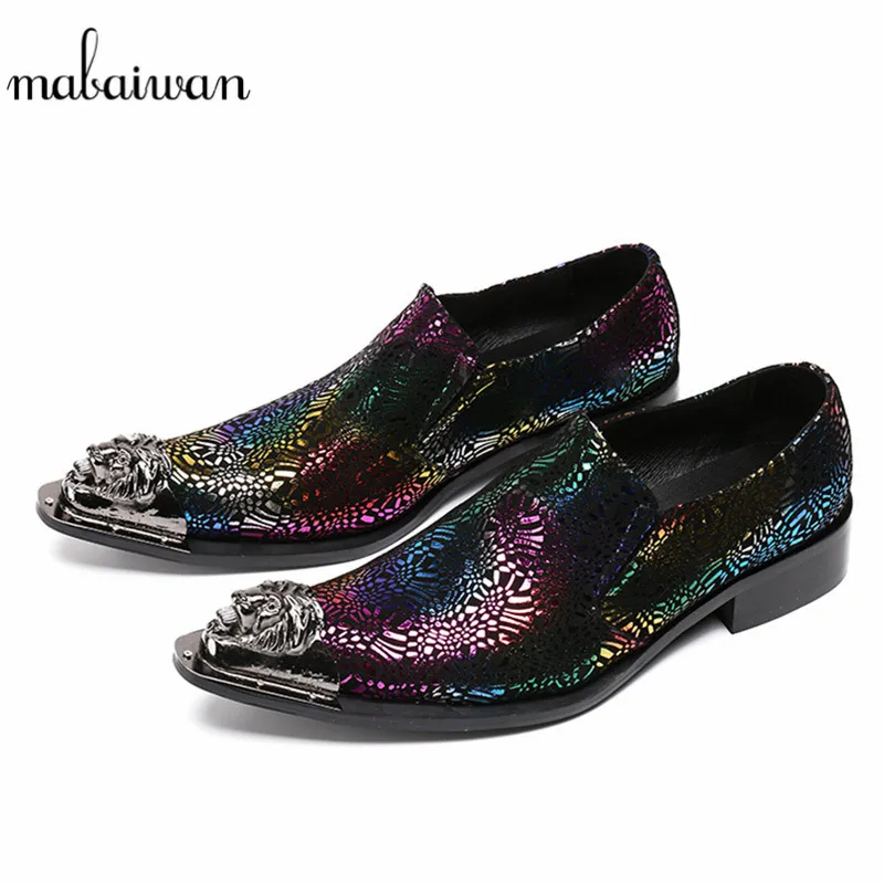 Mabaiwan Fashion New Casual Shoes Men Slip-On Real Leather Loafers Slipper Wedding Dress Shoes Men Metal Pointed Toe Party Flats Mabaiwan Fashion New Casual Shoes Men Slip-On Real Leather Loafers Slipper Wedding Dress Shoes Men Metal Pointed Toe Party Flats