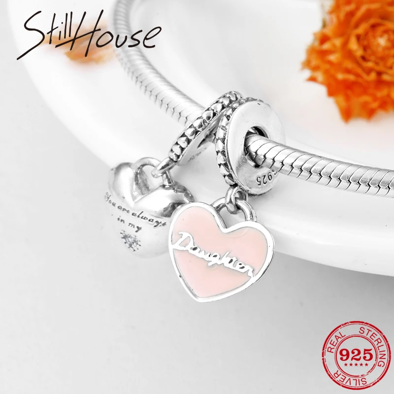 

Authentic 100% 925 Sterling Silver You alwalys In my Heart Fine 2 Pendants Fit Original Pandora Charm Bracelet Jewelry making