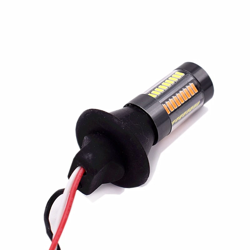 2pcs New WhiteAmber Switchback LED Bulbs Kit Car 1156 P21W BA15S 66 SMD Turn Signal Light Error Free Canbus with Resistor DRL3