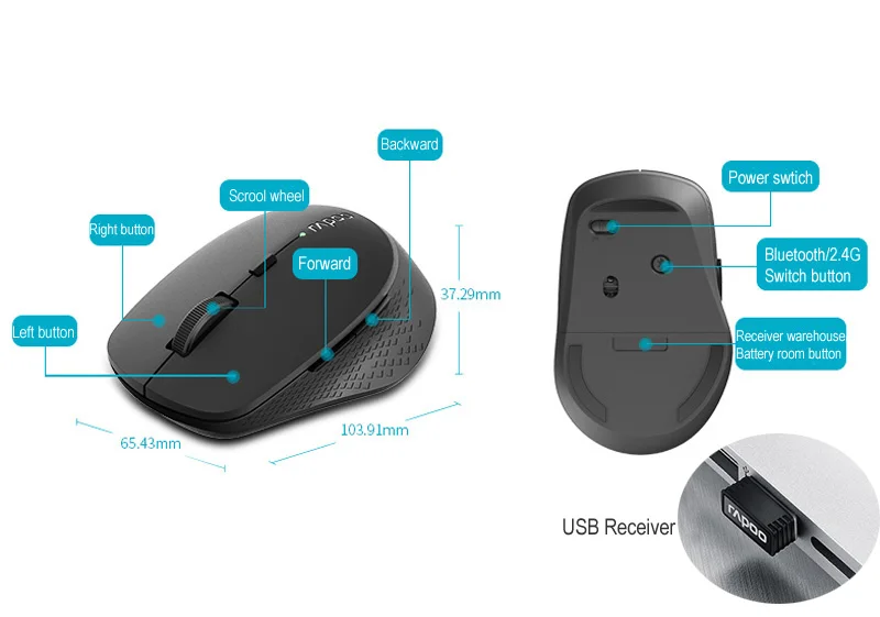 Rapoo M300 Multi-mode Silent Беспроводной Мышь с 1600 Точек на дюйм Bluetooth 3,0/4,0 РФ 2,4 ГГц для три устройств связи/девушка мышей