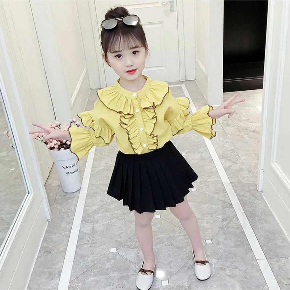 Camisa + Vestido Venda Quente Crianças Meninas Roupas Definir Bebê Menina Verão Manga Longa 2 Pçs Roupa Conjunto Idade 4-12 Anos 2020 11 ????_20190607165335a