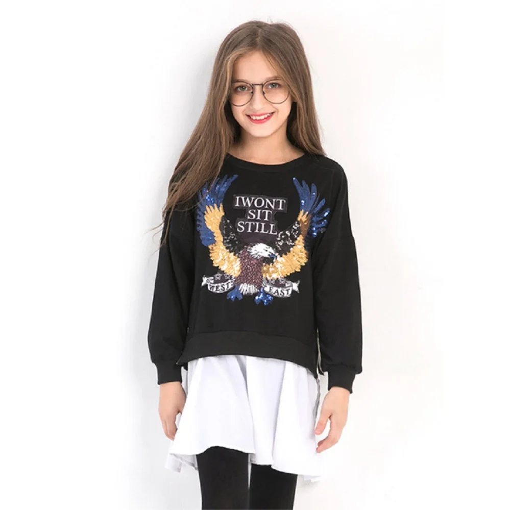 

Fashion Girls sweater for Teen 6 8 9 11 7 10 12 14 year Sequined Long Sleeve CottonTops Autumn Winter Coat Teenage Girl Clothes