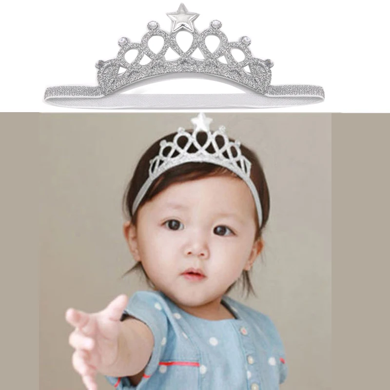 3 предмета в комплекте детская Корона Головные уборы звезды короны для детей ясельного возраста платье принцессы тиара резинки для Волос Эластичный ободок повязка на голову, повязка-Корона 2 Цвет