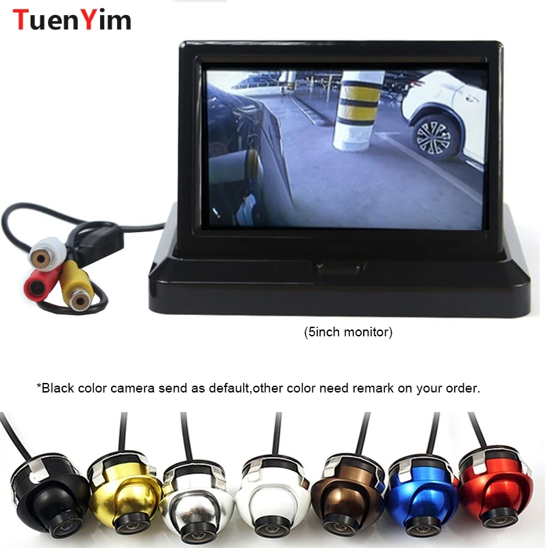 

Mini CCD 360 Degree Car Rear View Camera Front Side View Backup Camera with 5inch LCD Foldable Monitor Easy to Use Parking kit