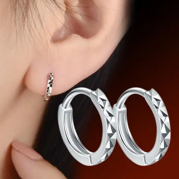 

Fashion Mens Womens Silver Color Earring Simple Ear Clip Ear Hoop Earrings