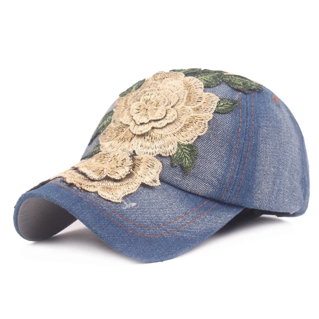 Шляпа женская кепка Bule женская летняя бейсболка с цветочной вышивкой дышащая Выходная шляпа 19July10 P30 - Цвет: YE
