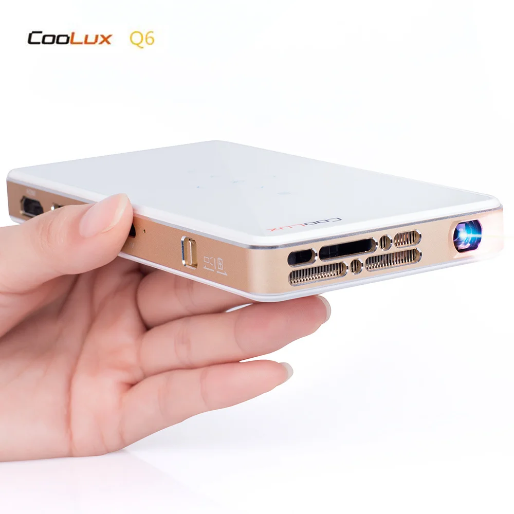 Coolux Q6 Mini Pocket Projector Portable Multimedia HDMI Wifi Desktop Proyector 5000mAh Battery DLP Projector for iPhone/Android