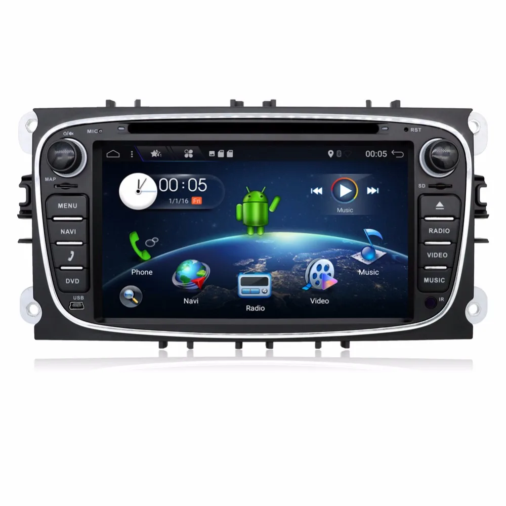 2 din Android 7.1 Quad Core Car DVD Player GPS Navi for Ford Focus Mondeo Galaxy with Audio Radio Stereo Head Unit Free Canbus