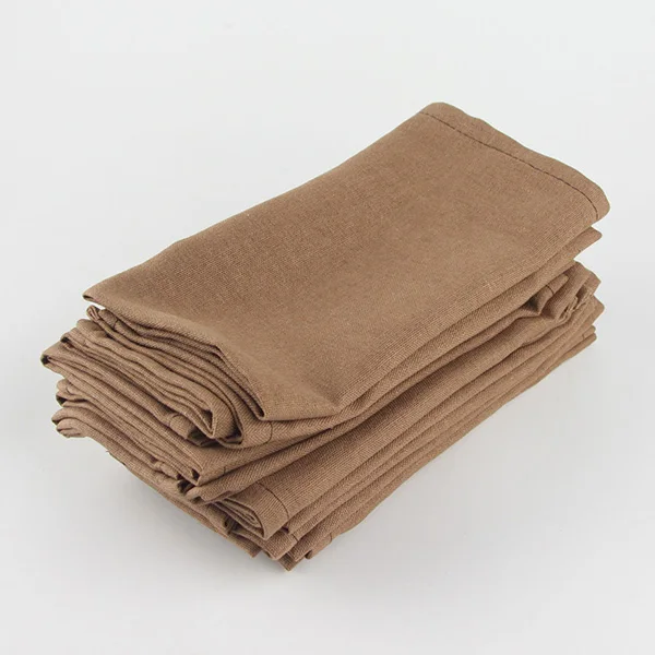 12-CJ006-4040Coffee Набор из 12 салфеток 40x40 см, хлопковые льняные салфетки, мягкие салфетки для обеденного стола, коврик для детской скатерти - Цвет: 12-CJ006-4040Coffee