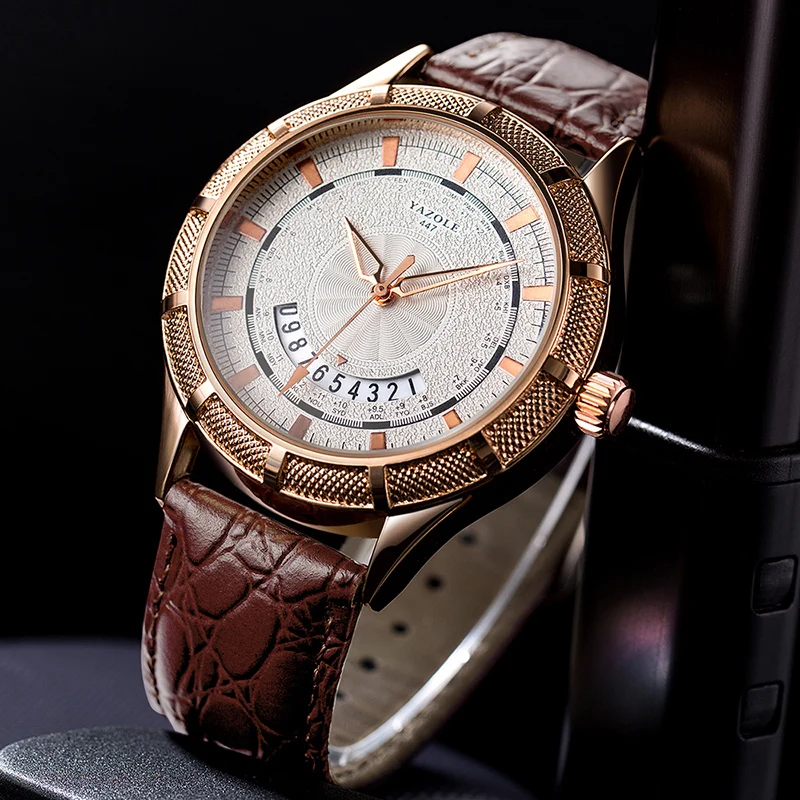 Модные повседневные мужские часы Топ бренд класса люкс YAZOLE мужские часы водонепроницаемые мужские часы с календарем дизайнерские деловые часы