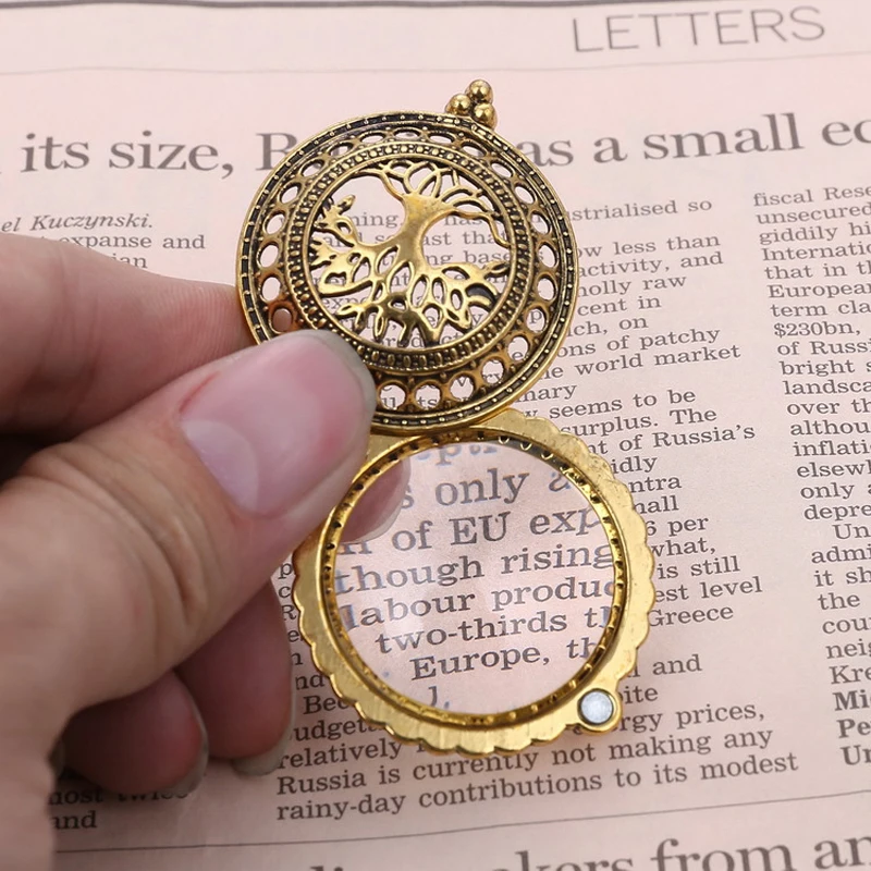 Retro Antique Statement Necklace Shellhard Crystal Cat Magnifying Glass Pendant Long Chain Necklace Fashion Jewelry For Women