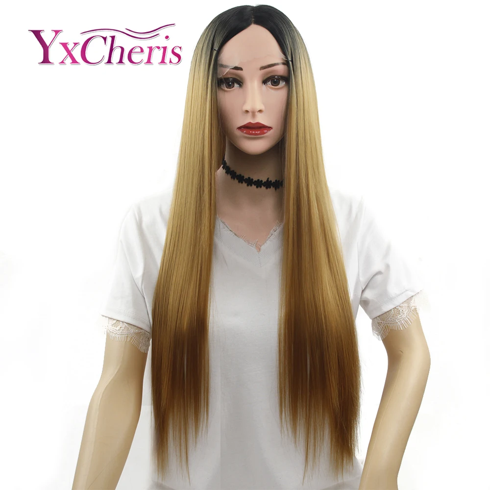 Омбре блонд Кружева передние парики для женщин синтетический розовый кружево спереди парики женские длинные прямые волосы парик для продажи