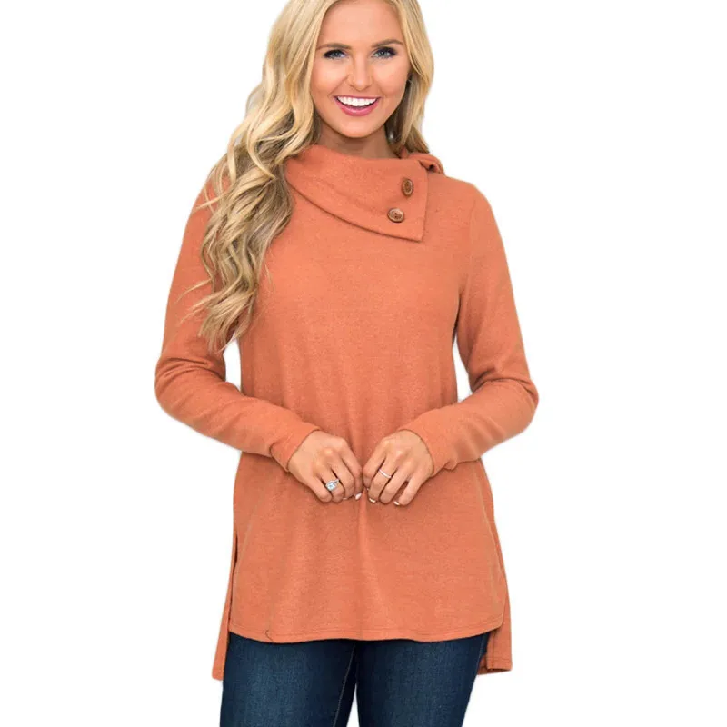 Водолазка сплошной цвет свитер женщин осень свободного покроя с длинным рукавом пуловеры зима теплая одежда дамы вязаный свитер - Цвет: Orange