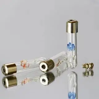 

50pcs/lot SCREW CAP Tulip Flower Glass Vial Pendant name on rice art glass necklace pendant mini glass bottle jars containers