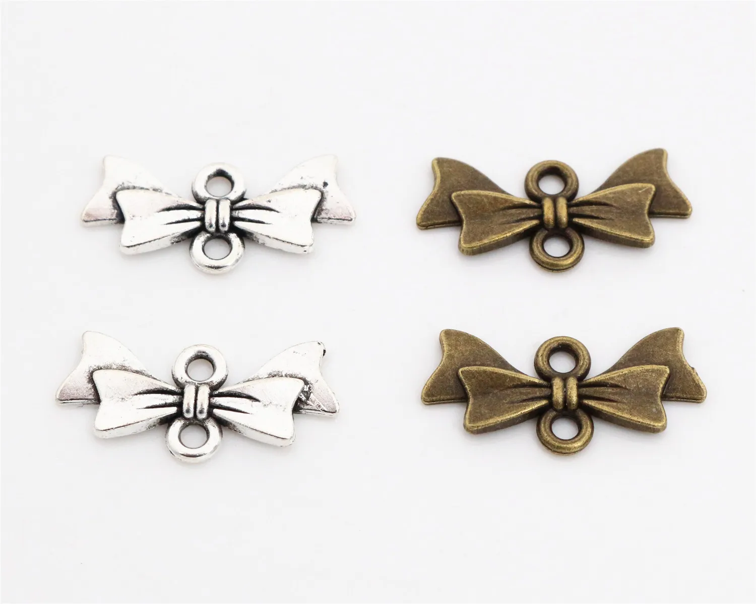 

20x10mm 30pcs Antique Silver and Bronze Plated Bow Tie Handmade Charms Pendant:DIY for bracelet necklace