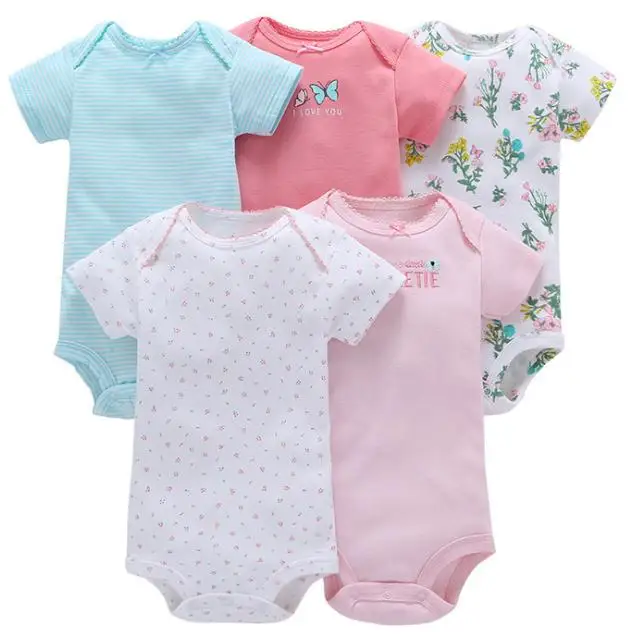 5 шт. набор Carters дизайн Новорожденный до 24 м детские мальчики девочки одежда хлопок ползунок комбинезон боди - Цвет: blue pink
