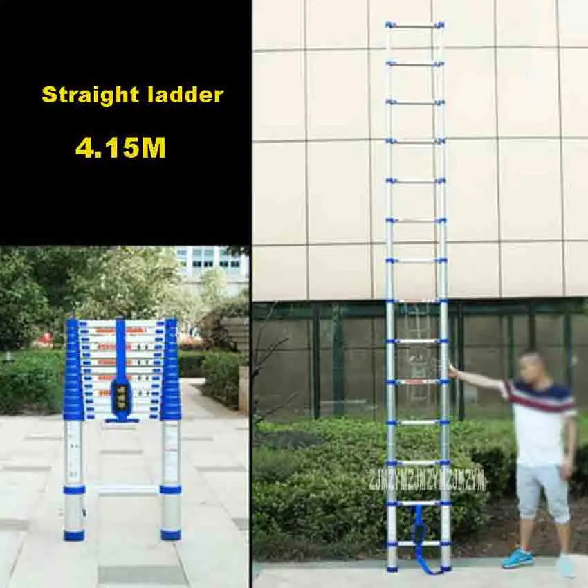 

New Arrival Portable Household Extension Ladder JJS511 Thicken Aluminium Alloy Single-sided Straight Ladder 4.15M 14-Step Ladder