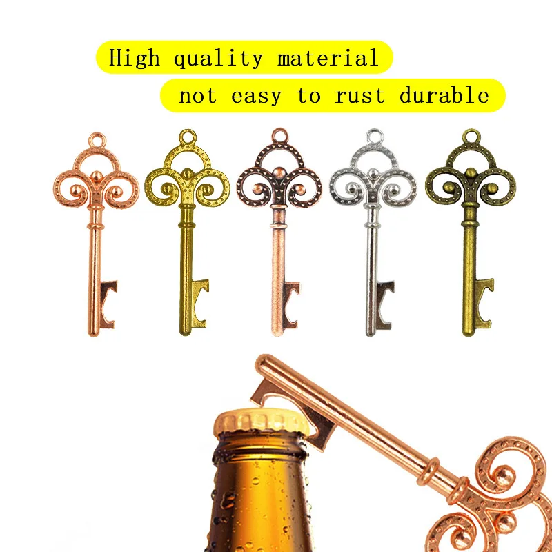 

1Pc Key Bottle Opener with Tag Cards Wedding Favour Skeleton for Party Rustic Decoration