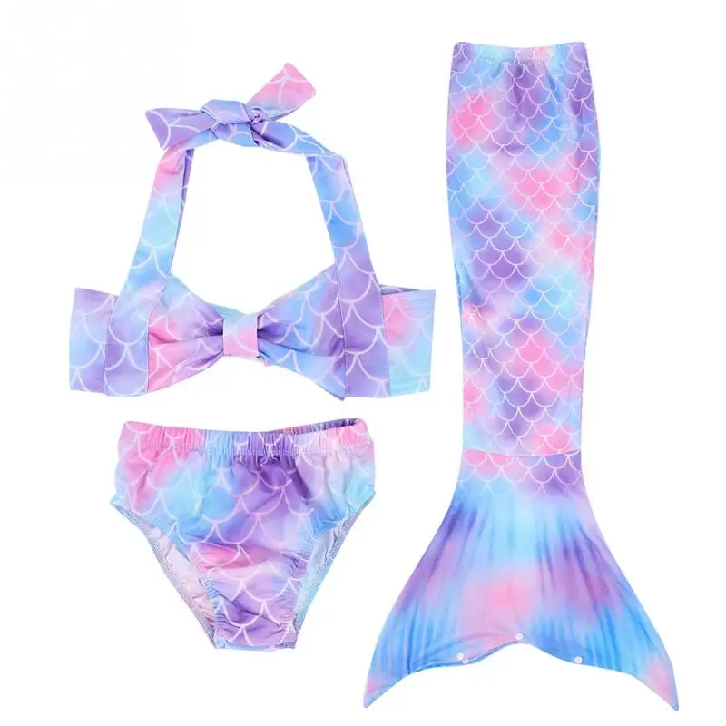 

2018 3pcs Children Bikini Set Cosplay Mermaid Swimsuit Baby Girls Swimwear Girls Swimsuit Bikini Set with Fish Tail Sea-maid