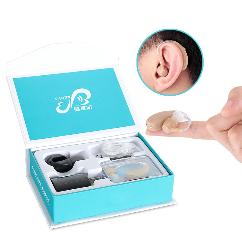 Cofoe Wireless BTE Hearing Aid Rechargeable Sound Amplifier Earphone for Old People Hearing Loss Hard Hearing Skin Blue Color
