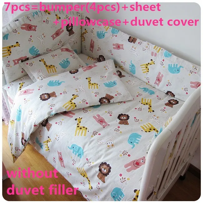 

Promotion! 6/7PCS baby cot sets baby bed bumper ,Duvet Cover,free shipping,120*60/120*70cm