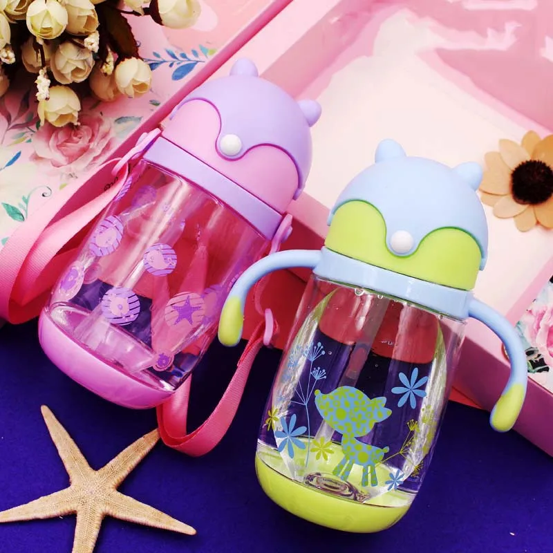 300ml Cute Fox Baby Feeding Cup With Straw Children Learn Drinking Bottle Handle Kids Water Bottles Training | Отзывы и видеообзор -32985777852
