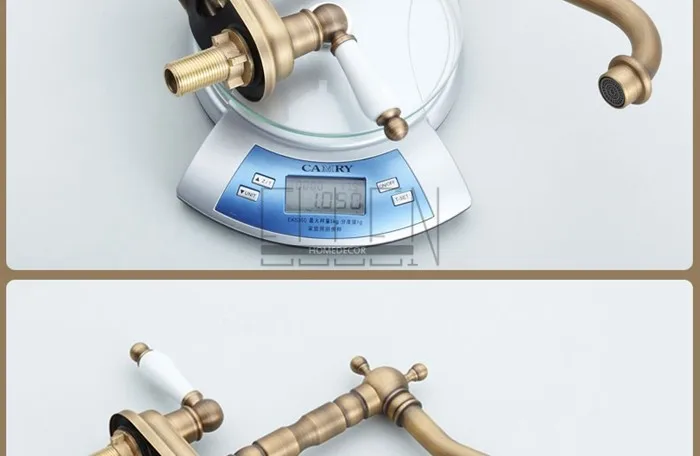 Двойная Ручка двойное отверстие Ванная комната смеситель античная бронзовая Американский Стандартный Размеры смесителя EL1201