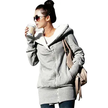 

Womens Fleece Hoodies 2020 Winter Warm Overcoat Female Hooded LongJacket Fluffy Coat Lady Zip Outerwear Oversized Jumpers 3XL