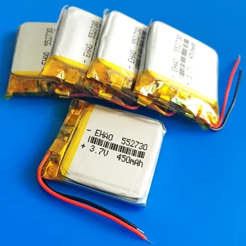 

5 pcs 3.7V 450mAh Lipo polymer lithium Rechargeable battery for MP3 GPS DVD bluetooth speaker smart watch recorder camera 552730