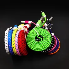 5000 шт./лот плетеный провод плоский микро USB кабель для передачи данных 1 M/3ft с кабелем в нейлоновой V8 Зарядное устройство кабель для samsung Galaxy S7 S6 S5 S4