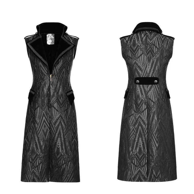 PUNK RAVE Men's Punk Jackets Vintage Classic Palace Sleeveless Vest Jacket Coat Pattern Stage Performance Cosplay Costume