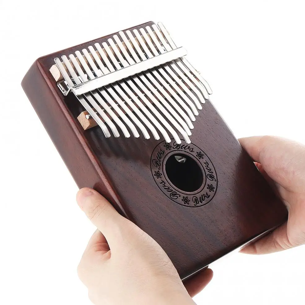  17 Key Kalimba Single Board Mahogany Thumb Piano Retro Mbira Mini Keyboard Instrument with Complete