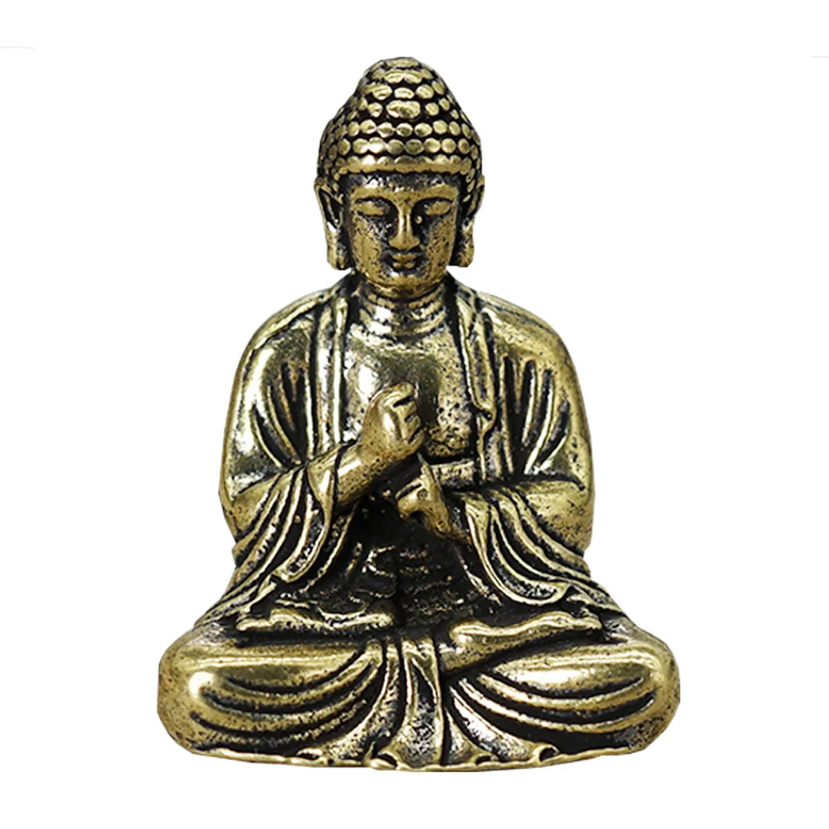 

Chinese Buddhism Pure Copper Brass Bronze Sakyamuni Buddha Small Statue Figurine Miniature Home Decoration Craft 3x2.2cm New