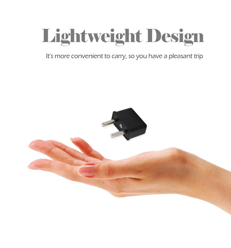 US To EU Plug Power Adapter Black Color Travel Power Adapter Converter Wall Electrical Charger USA to EU 2 Round Pin Plug Socket (6)