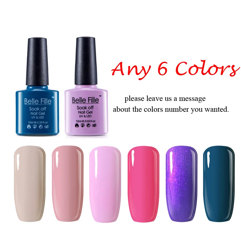 Buy 10ml Any 6 Colors UV Gel Nail Polish Bling Soak