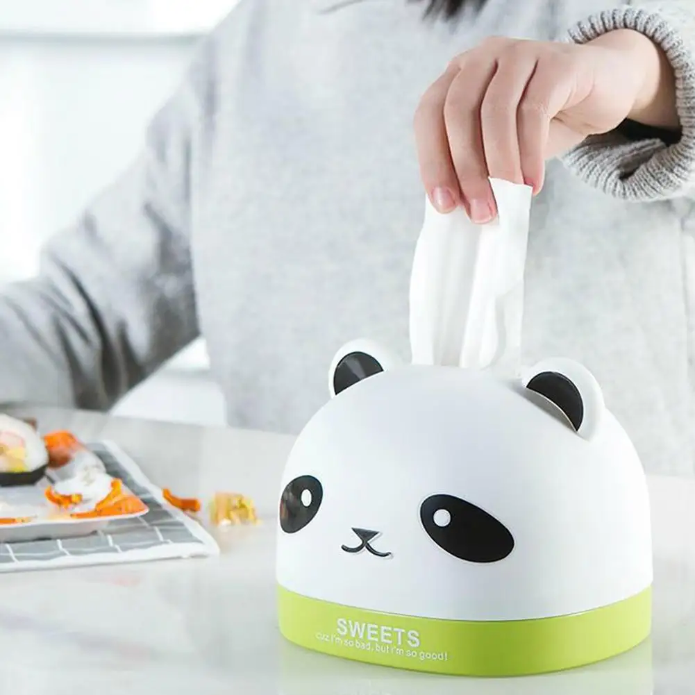 

Lovely Panda Head Table Top Anti-Dust Tissue Storage Box Container Home Decor