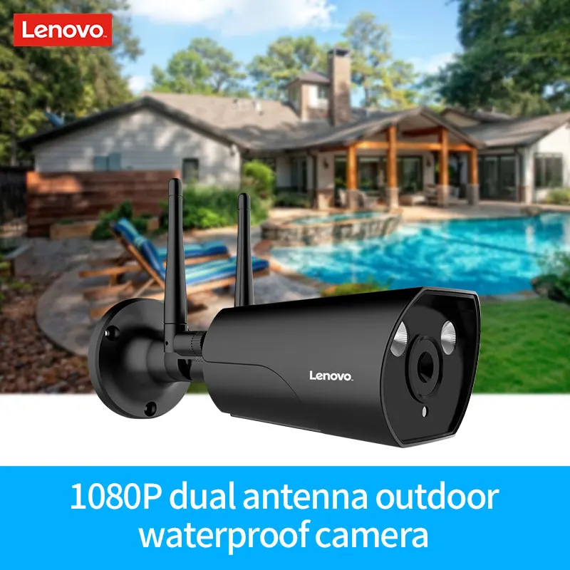 LENOVO dual antenna IP camera ONVIF 1080P Outdoor Waterproof CCTV Camera HD Night Vision Wifi Wireless Surveillance camera