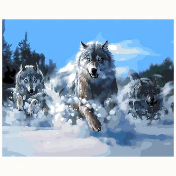 

Wolf animal painting by number good gift for family digital oil painting home decor wall art for living room drawing by numbers