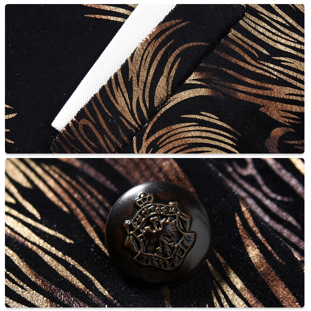 ZIOLOMA для мужчин Стильный цветочный принт одна кнопка Slim Fit Зубчатый нагрудные карман с клапаном Блейзер, пиджак, пальто
