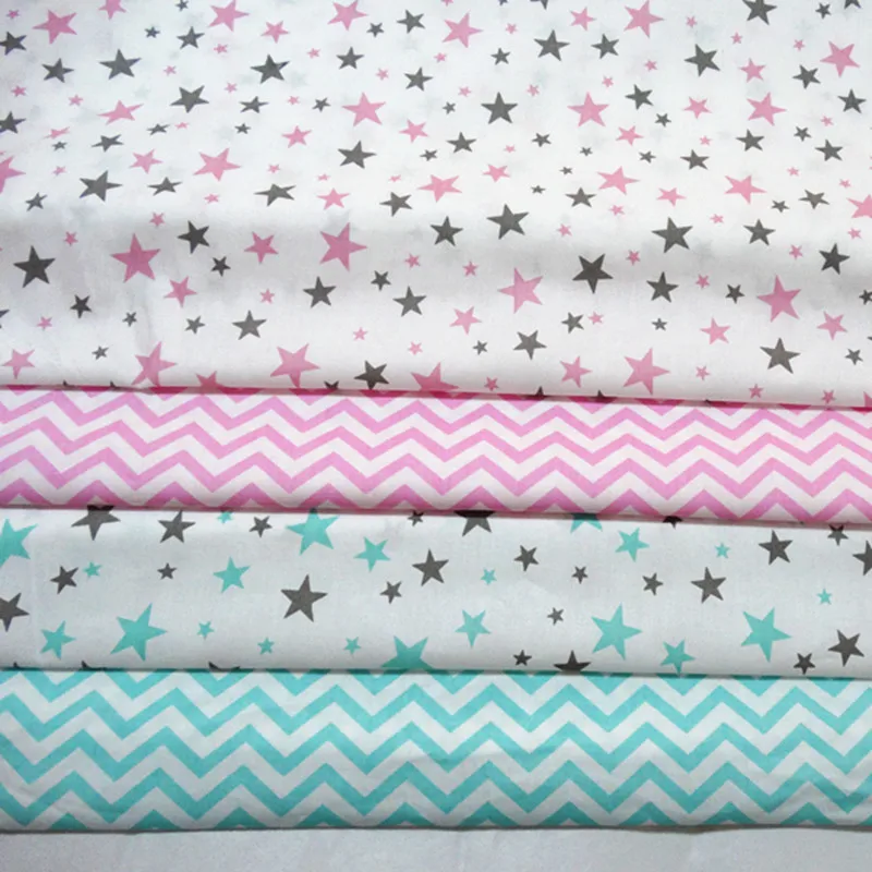 

Printed Stars Wave Baby Cotton Quilting Fabric by half meter for DIY Sewing Bed Sheet Dress making cotton fabric 50*160cm
