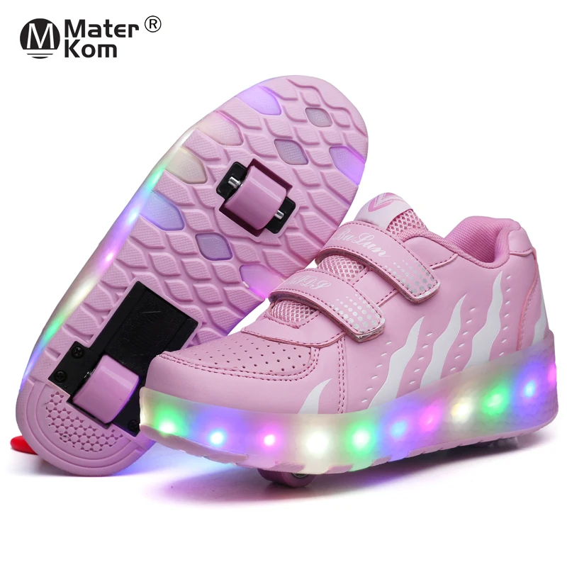 

Two Wheels Luminous Sneakers on Wheels Led Light Roller Skate Shoes for Children Kids Led Shoes