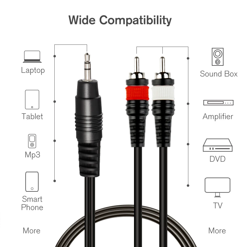 Soundkin RCA кабели 2 * Rca к 3 5 аудио кабель мм разъем папа мужчине Aux для усилителя