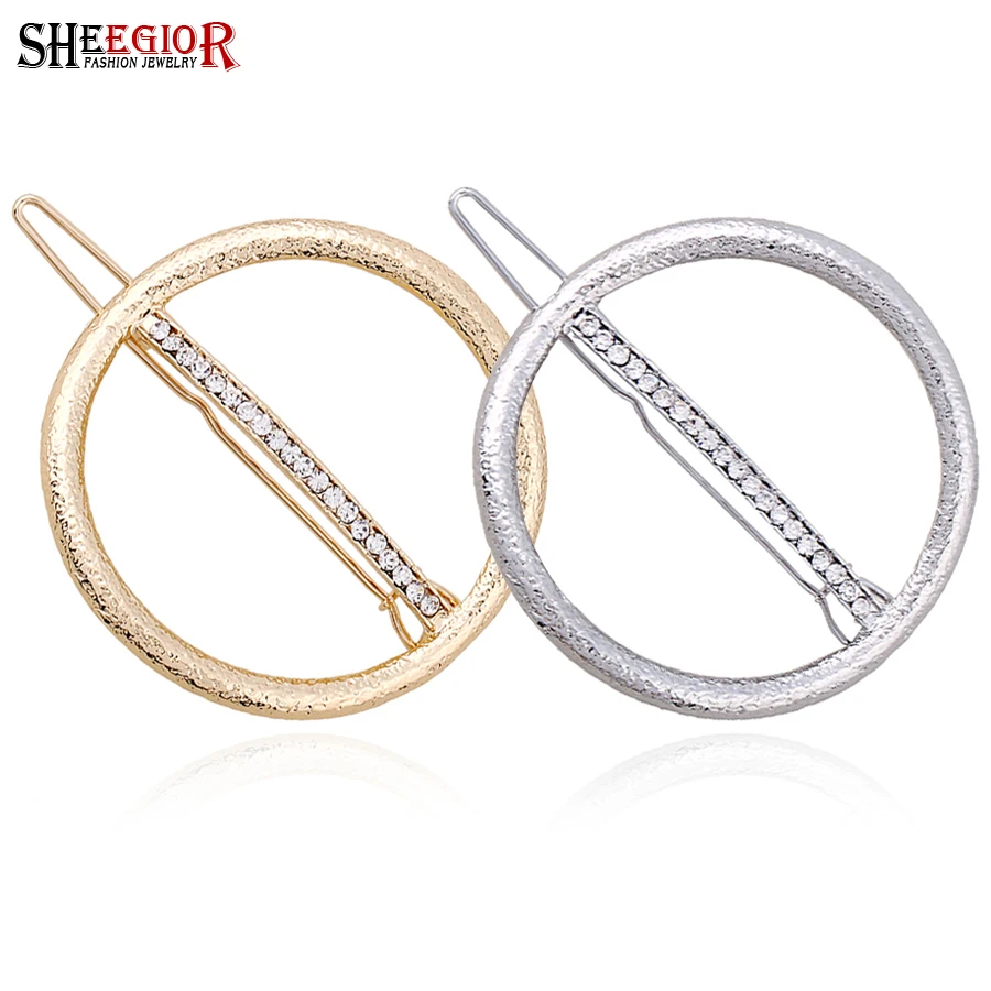 SHEEGIOR Classic Crystal Circular Hairgrips Hair Accessories for Women Gold Silver color Clip Rhinestone Party Jewelry | Украшения и