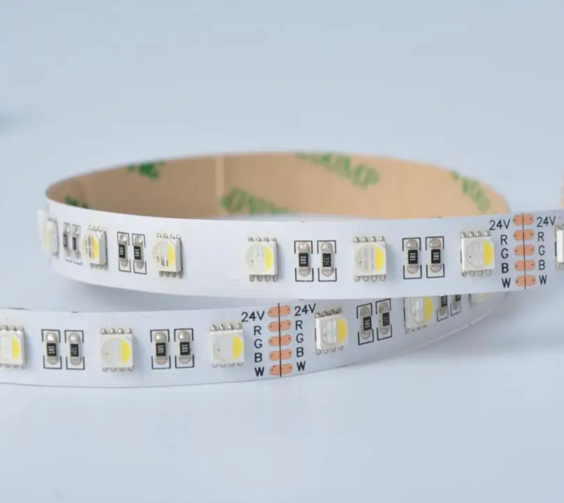 Белый PCB 5050 SMD 4 в 1 RGBW (теплый белый) Светодиодная лента DC24V вход 5 м длину не