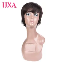 UNA peluca recta corta pelucas de pelo lacio indio pelucas de pelo indio no Remy pelucas de cabello humano corto de densidad 120% para mujeres LDH6344