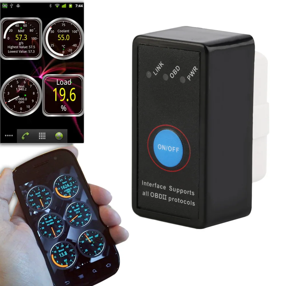 Супер Мини ELM327 Bluetooth ELM327 Переключатель питания V2.1/V1.5 Кнопка ВКЛ/ВЫКЛ OBD2 автомобильный диагностический инструмент многоязычные протоколы OBDII